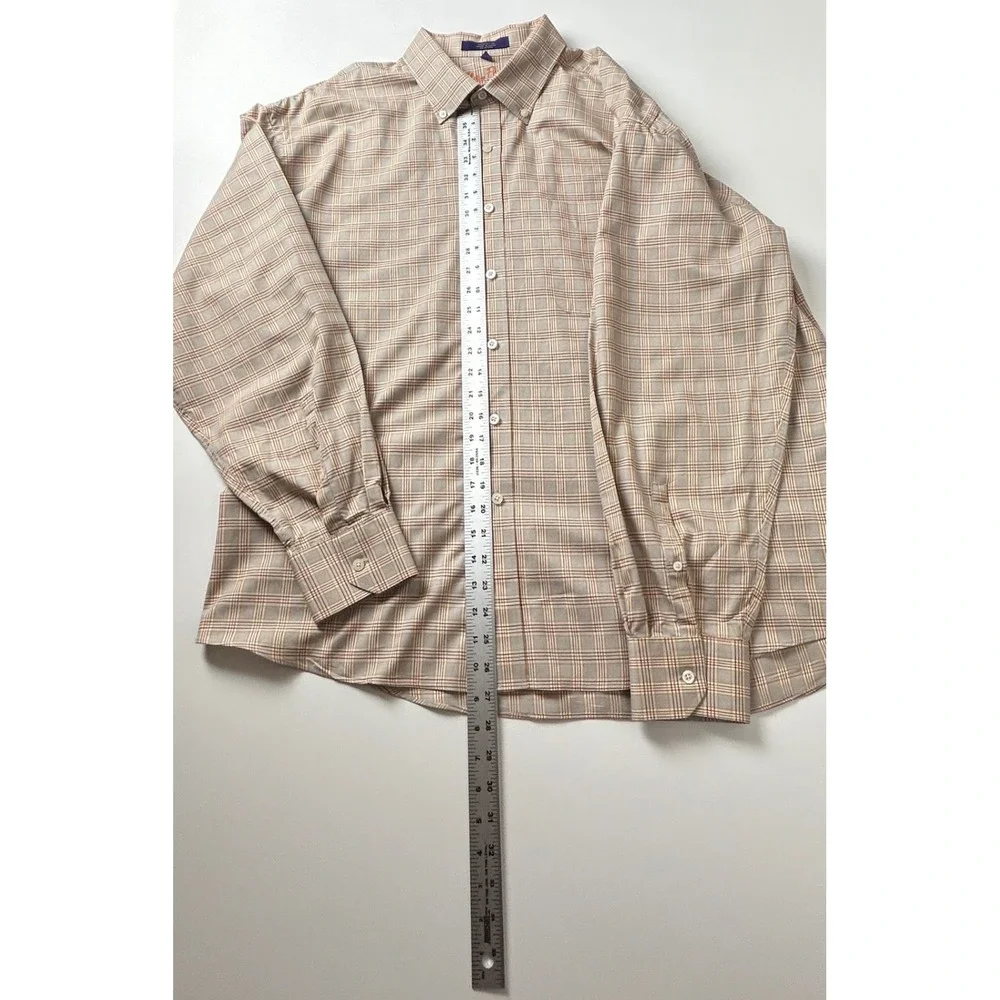 Alan Flusser Mens XXL Plaid Button Down Casual Long‎ Sleeve Shirt